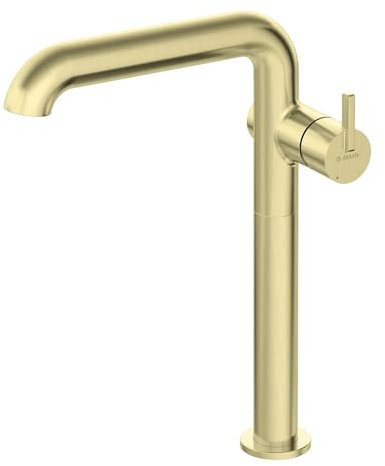 Lomadox Waschtischarmatur Waschbeckenarmatur für Aufsatzbecken, 30,5cm hoch, Gold gebürstet