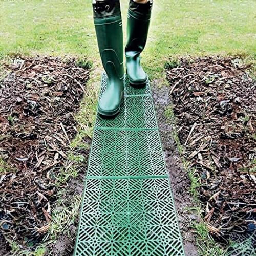 Piastrelle da giardino antiscivolo, 5 pezzi, verde