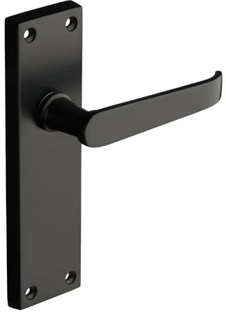 Designer Levers - Victorian Straight Lever Door Handles - Matt Black - 1 Pair - Latch Door Handle - Interior Use - Long Latch