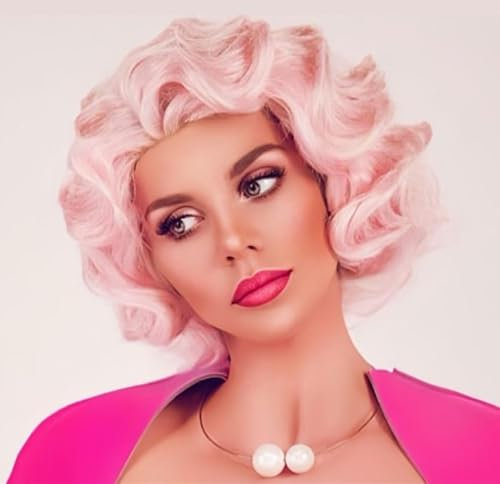 Rosa 1920er Jahre Perücke Fingerwelleperücke Kurze Lockige Frauen Vintage Perücken Synthetische Hitzebeständige 20er Kostüm Haar Perücke