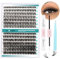 GEMERRY Einzelwimpern-Set 30D/40D Cluster Wimpern 0.07 D Crul 10–18mm Clusters Einzelne Wimpern Wimpernkleber und Applikator DIY Cluster-Wimpernverlängerungs-Set(30D+40D-0.07D-10-18mm-Set)