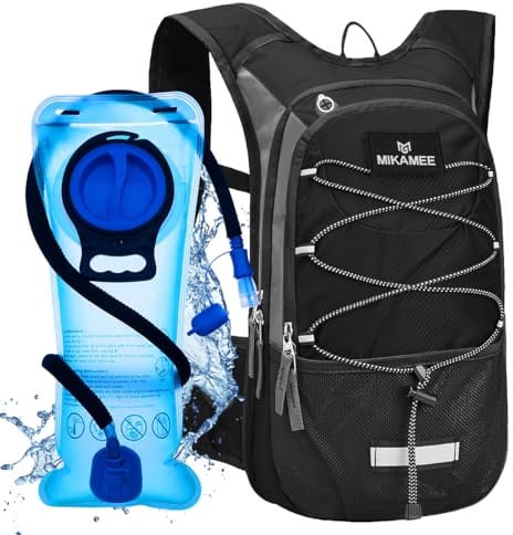 MIKAMEE Trinkrucksack,Wasserrucksack mit 2L BPA-freier Trinkblase,Sportrucksack für Männer und Frauen,Isolierter Trinkrucksack für Laufen,Wandern,Radfahren,Klettern,Camping,Ski,Joggen