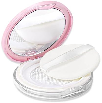 XBFOCNH 1pcs Custodia Vuota in Polvere Sfusa da con Soffio di Cipria, Scatola di Cipria per Trucco Ricaricabile Portatile Contenitore Vuoto per Cipria con Specchio