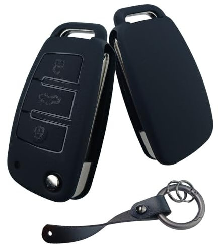 Baisirui Coque Clé Compatible avec Etui Clef Audi A1 A3 A4 TT Q2 Q3 Q5 Protection Clé de Voiture Accessoires (B-Noir)