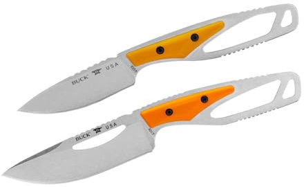 Buck PakLite 2-Messer Field-Kit Orange 420HC Stahl GFN Griff Drop-Point Plain edge mit schwarzen Polypropylenscheide