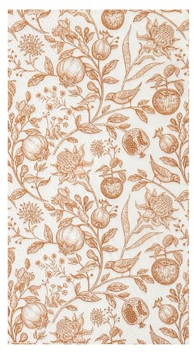 100 Floral Guest Napkins Gold Flowers Birds and Fruits Disposable Paper Napkins Vintage Japanese Branches Leaves Bathroom Hand Towels for Wedding Holiday Fall Harvest Party Supplies