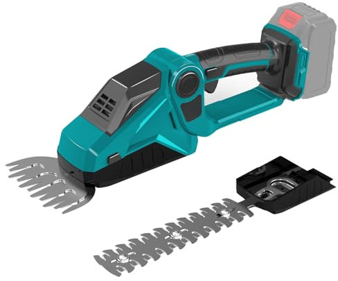 Tagliasiepi Senza Fili Compatibile Con Batteria Makita 18 V - 2 in 1 Elettrico, Forbici per Erba, Arbusti e Cespugli - Giardino, Prato Blu (Senza Batteria)