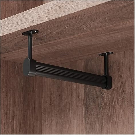 Kleiderstangen zur Montage Oben zum Aufhängen von Kleidung, 40 50 60 70 80 cm Länge, rostfreie Kleiderstangen aus Metall, Kleiderbügel-Aufbewahrungsstange (Farbe: Schwarz, Größe: 80 cm)