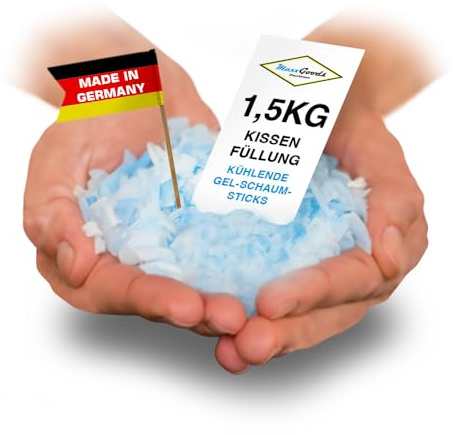 MaxxGoods Hochwertige Gelschaum-Sticks 1,5Kg Nachfüllpackung - Kühlender Memory-Schaum für Kissenfüllung - waschbar & trocknergeeignet - Viscoschaum-Füllung für Komfort & Druckentlastung