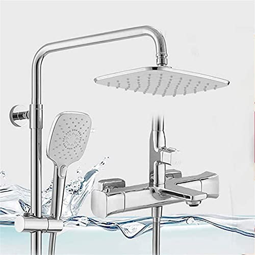 JDSHFEN Sistema de Ducha con termostato Mezclador de Ducha termostático Cuadrado Cabezal de Ducha Ducha de Mano Sistema de Ducha multifunción Barra de baño Ducha,