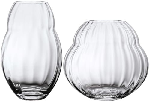 Villeroy & Boch Rose Garden Home Vasen-Set 2-teilig, Längliche Vase (20 cm) und bauchige Vase (17 cm), Dekoration & Wohnaccessoires, Tischvasen aus Kristallglas, Klar
