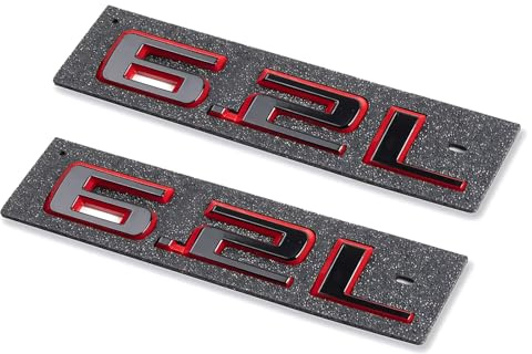 1 Paar 6,2 l Motorhaubenembleme 3D-Abzeichen Namensschild Aufkleber 19–20 1500 2500HD (Rot Schwarz)