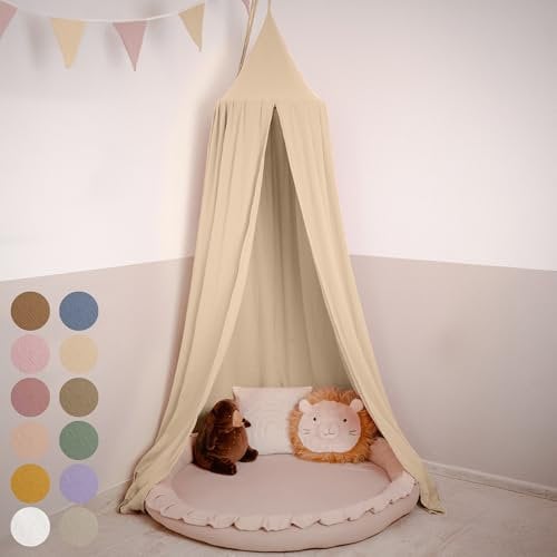 lilimaus Baldachin Kinderzimmer [in 12 Farben] - Betthimmel aus 100% Baumwolle Musselin Handmade für Mädchen & Jungen - Babybett Himmel als Babyzimmer Deko - Vorhang für Kinderbett, Kuschelecke