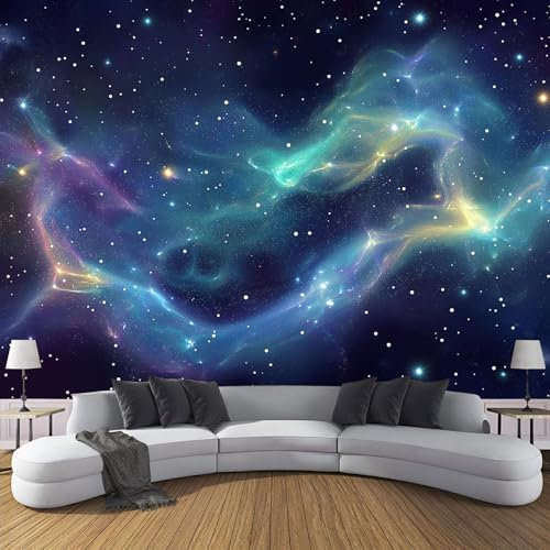 MIATCENRT Papier Peint Panoramique 350X256Cm (L×H), Espace Galaxie Papier Peint Tissu De Soie, 3D Effet Décoration Murale Poster, Abstrait Tableaux Muraux Photo Trompe L'Oeil Ornament