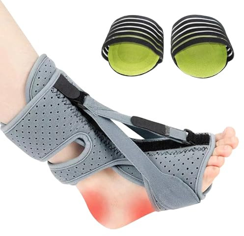 HESUSUSI Attelles de nuit Pour Fasciite Plantaire 3 Adjustable Straps Upgrade Pied Avec Soutien VoûTe Plantaire Coussinets Compression Avec Arqué Soulagement de la douleur Pieds Plats Tendinite-Gris