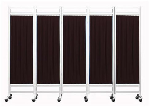 UGIENRHV 5 Panel Room Divider Folding Privacy Screen, Outdoor Retractable Partition for Patio Privacy, Portable Medical Screen on Wheels, Mobile Separator(Blue) (Black)