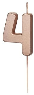 Geburtstagskerze Zahl 4 Zahlenkerze 4,5cm - Kuchenkerzen Tortenkerzen für Geburtstag Jubiläum Jahrestag - Partydeko Kuchedeko Tortendeko Rosegold