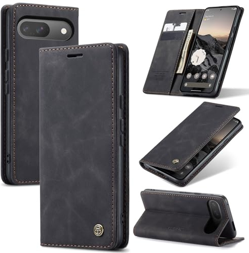 Azororo Cover per Google Pixel 9 Pro 5G, Premium PU Pelle Custodia, Magnetica Carta Fessura Portafoglio Case, Flip Cavalletto Custodia per Google Pixel 9 Pro - Nero