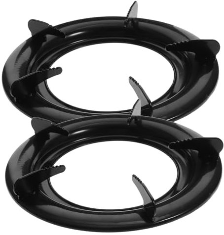 SHINEOFI 2Pcs Round Gas Stove Support Racks Durable Kitchen Brackets for Safe Pot Support Non Slip Design Kitchen Accessory for Gas Cookers and Hobs Black Color Essential Home