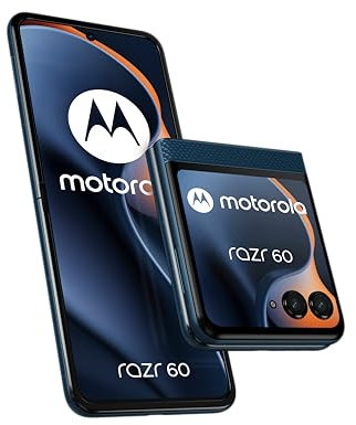 Motorola Razr 60 8, 256 Go, Smartphone debloqué, Interne : 6.9“ / Externe : 3.6“, Appareil Photo 50 MP avec IA, Batterie 4500 mAh, Gibraltar Sea (Marine), Coque de Protection et câble USB C Inclus