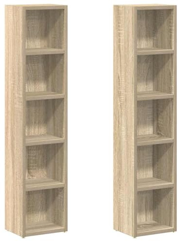 Homgoday CD-Regale 2 STK. Sonoma-Eiche 21x16x93,5 cm Holzwerkstoff CD-Schrank Model802699