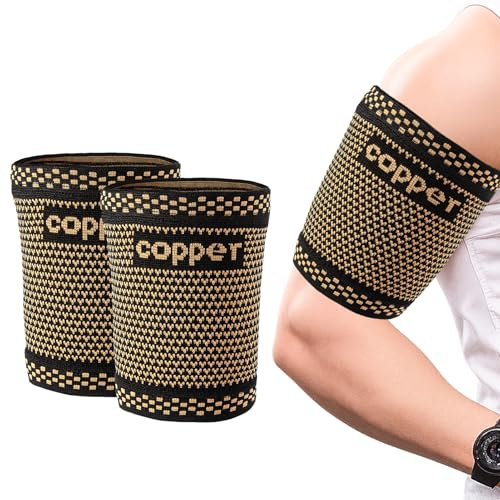 2 PCS Manchon De Compression Bras Supérieur En Cuivre, Manchon Pour Pour Tendinite Et Triceps élastique, Manchette Bras Homme Et Femme, Le Soulagement De La Douleur, Les élongations Musculaires, L