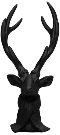Hirschbüste HUBERTUS schwarz Hirschkopf mit Schal H29cm Deko Weihnachten