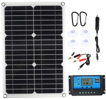 Lurrose Solar Panel Kit mit Laderegler Wasserdichtes Flexibles Solarmodul für Yachten Dc Dual USB Ports Multifunktionaler Tragbarer Solar ladecontroller Geeignet für Kleine Solarsysteme