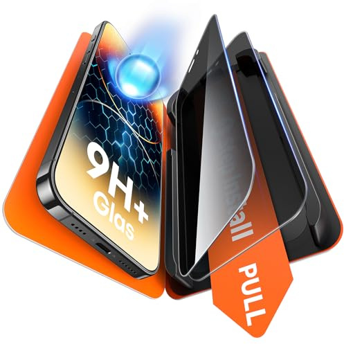 TAURI 2 Pack for iPhone 14 Pro Max Screen Protector Privacy, 1-Step Install | Auto Dust-Removal, 9H+ Tempered Glass Anti-Spy HD Film, Full Coverage Protection, Anti-scratch [Military-Grade Shatterproof]