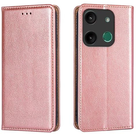 HONLEN Hülle Kompatibel für HMD Aura Handyhülle, (6.56 Inches) Magnetische Brieftasche Leder Case mit Stand und 2 Kartenfach Cover - RoséGold