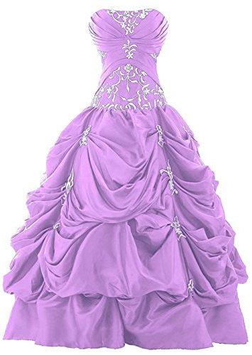 Vantexi Damen Trägerlos Stickerei TAFT Ballkleid Abschlussball Kleid Festkleider Flieder Größe 42