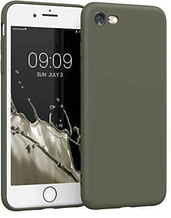 kwmobile Handyhülle kompatibel mit Apple iPhone SE (2022) / iPhone SE (2020) / iPhone 8 / iPhone 7 Hülle - Handy Case aus weichem Silikon in Olivgrün matt