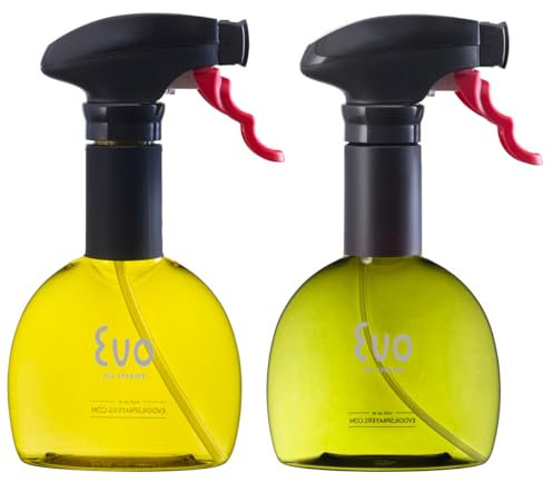 Evo Oil Sprayer 8118 Bottle, Non-Aerosol for Olive Cooking Oils, BPA-Free Plastic, Green and Yellow
