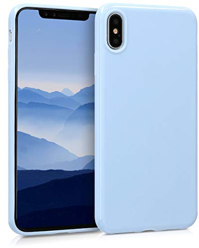kwmobile Hülle kompatibel mit Apple iPhone XS Max Hülle - weiches TPU Silikon Case - Cover geeignet für kabelloses Laden - Hellblau matt