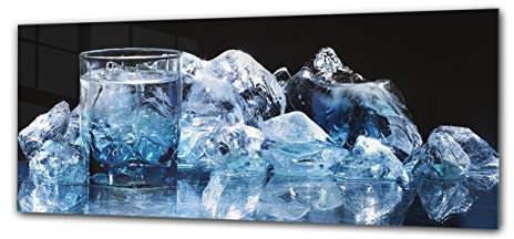ConceptCrystal Schönes Qualitäts-Glasaufdruckbild 125 x 50 cm – Eiswürfel