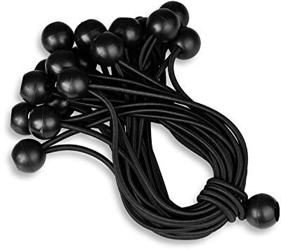 TOPOWN 20 Profi Spanngummis mit Kugel 20 cm in schwarz für Zelte, Planen, Plakate. Planenspanner, Expanderschlingen, Planenhalter, Planengummi, Gummispanner, Zeltgummi 2-jährige Qualitätssicherung