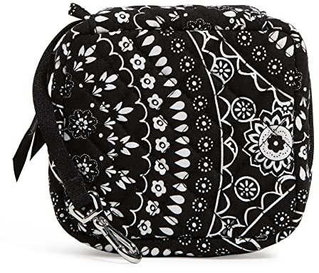 Vera Bradley Women's Cotton Mini Travel Case W/Clip, Black Bandana Medallion, One Size