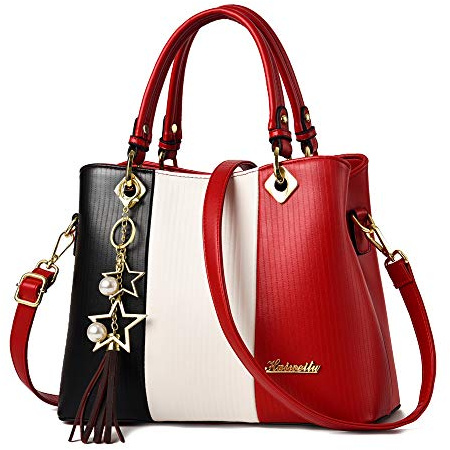 Chikencall® Frauen Clacssic Tote Bag Mode Handtasche und Geldbörsen Umhängetasche aus PU-Leder Top Handle Satchel mit Sternanhänger