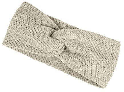 Neverless® Damen Stirnband Strick Winter Knoten Ohrenschutz Knite Headband hellbeige unisize