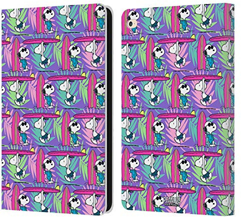 Head Case Designs Licenciado Oficialmente Peanuts Patrón de Surf Disco Snoopy Aloha Carcasa de Cuero Tipo Libro Compatible con Apple iPad Air 2 (2014)