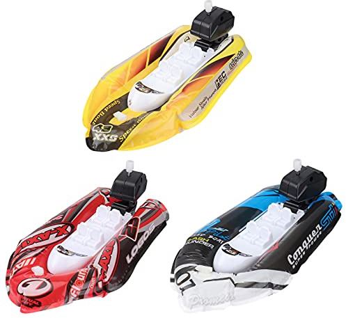 TOYANDONA Bath Boat Toy, 3pcs Inflatable Wind up Bath Boats for Pool, Toy Boats Speedboat for Water Play, Bathroom Pool Time, Birthday for Toddlers Boys & Girls (Random Color)