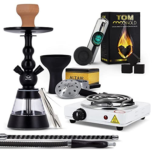 Altair Pack Chicha Khephren Noire Chauffe-Charbon + Plaque électrique + Foyer Vortex + Tom Cococha