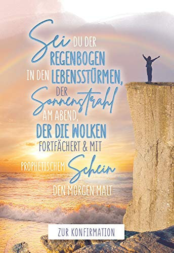 KE AV Traditionelle Konfirmationskarte für Jungen & Mädchen, DIN B6 Format, inkl. Umschlag - Hochwertige Karte zur Konfirmation - Motiv: Sonnenstrahl