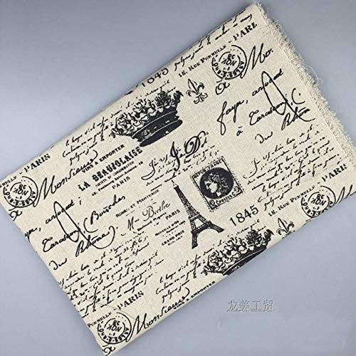 ZHONGJIUYUAN Stoff, Retro-Polsterung, Baumwolle und Leinen-Mischgewebe, Meterware, bedruckt, Zeitung, Heimdekoration, Vorhang, Tischdecke, Baumwollstoff, 150 x 100 cm