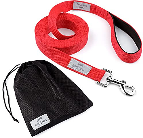 BedDog® Tyson Trainingsleine mit Aufbewahrungsbeutel, Lange Leine mit Handschlaufe, langlebige Schlepp-Leine, Hundeleine, Schwimmleine, robust 10m - rot