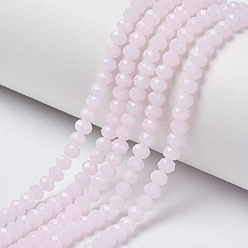 Cheriswelry Approxi 920 pcs Rondelle Glass Beads Faceted Spacer Beads Imitation Rose Quartz Small 6x5mm Seed Beads for Jewellery Necklaces Making Crafting, Pink