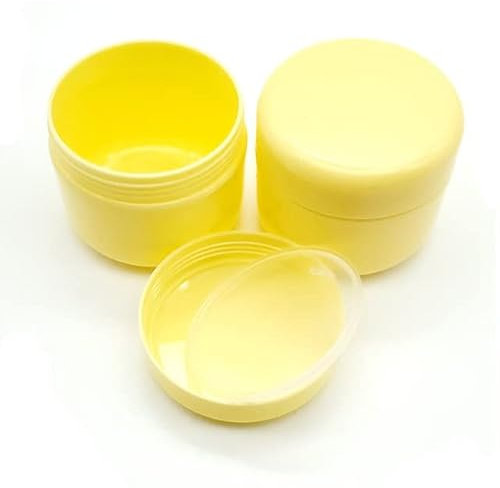 50pcs pots de crème vides 10g/20g/30g/50g/100g bouteilles rechargeables voyage nettoyant pour le visage lotion cosmétique conteneur blanc-50g, jaune, plastique