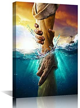 The Hand Of God Leinwand-Kunstdruck, Christus, religiöser Glaube, Jesus, groß, Wandkunst, Galerie, verpackt, Leinwanddrucke, Deko-Poster für Wohnzimmer, fertig zum Aufhängen, 45.7 cm Bx30.5.5.5 cm H