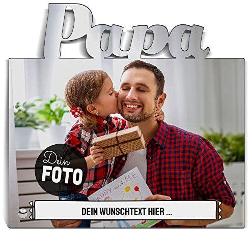 PR Print Royal Bilderrahmen und Foto zum selbst Gestalten für Papa - Rahmenloser Fotoaufsteller mit Bild für Papa - Geschenk für Papa | Personalisiertes Vatertagsgeschenk