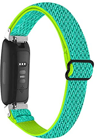 Gimuk Elastisches Armband kompatibel mit Fitbit Inspire 2/Inspire/Inspire HR/Ace 2/Ace 3, Damen Herren, weiches, atmungsaktives Nylongewebe, Sport-Ersatzarmband, dehnbares Armband, Nylon (Gelb/Grün)
